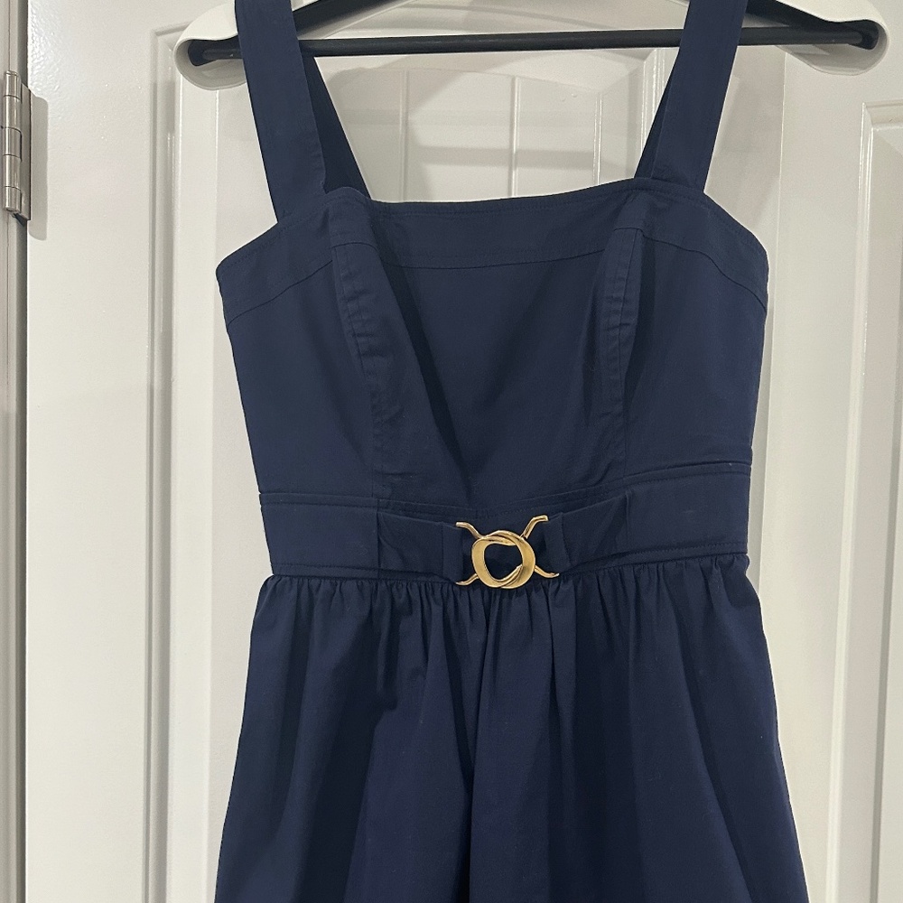 Shoshanna Navy Blue Dress with Gold Accent